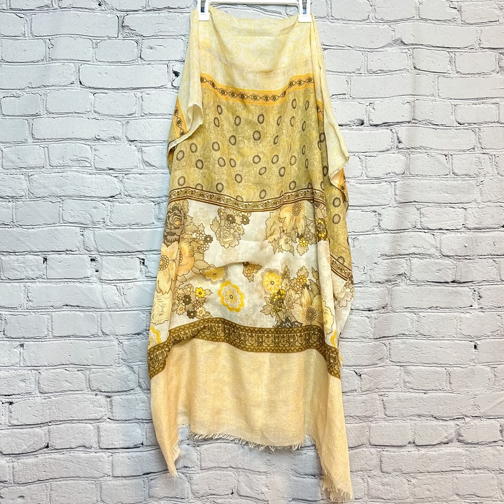 Boho Soft Yellow Printed Scarf